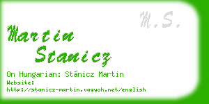 martin stanicz business card