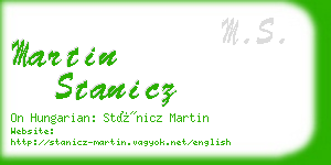 martin stanicz business card